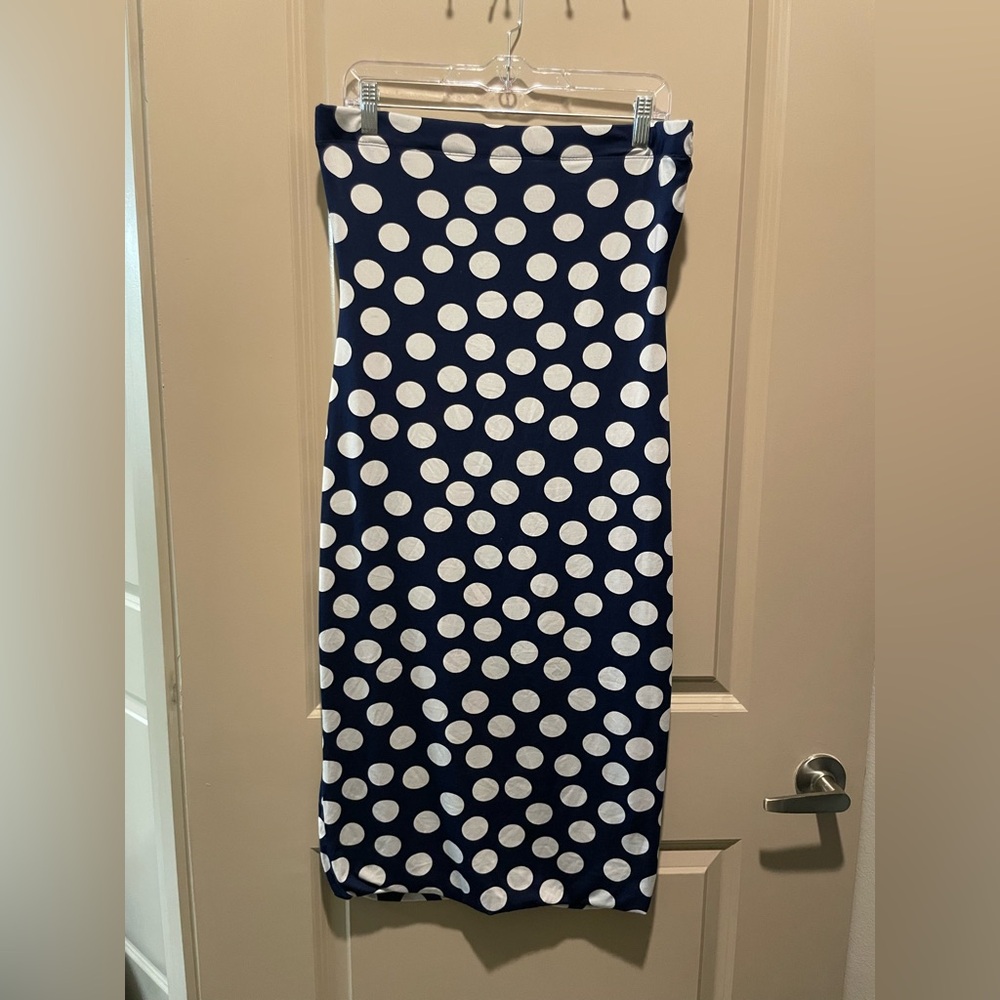 Love Nation Blue and White Polka Dot Bodycon Dress